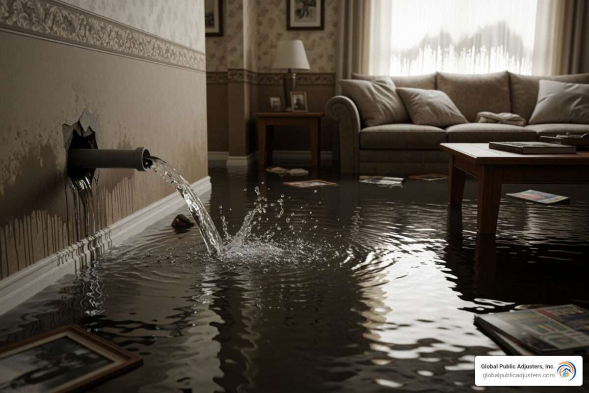 Broken pipe insurance claim