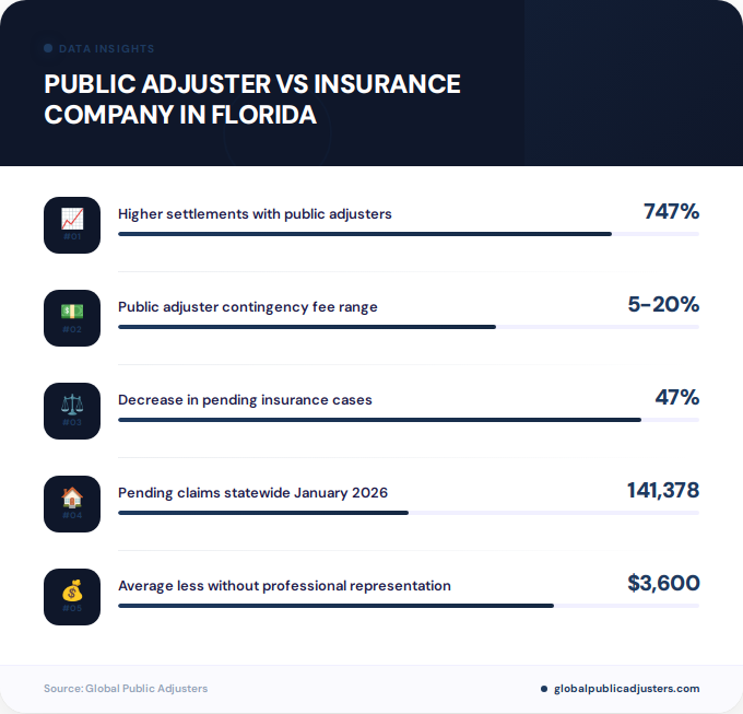 Key facts about public adjuster vs insurance company in Florida