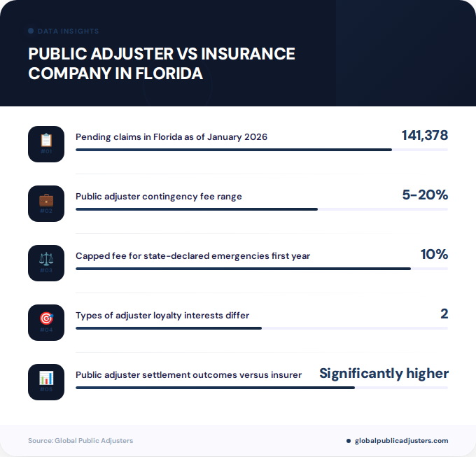 Key facts about public adjuster vs insurance company in Florida