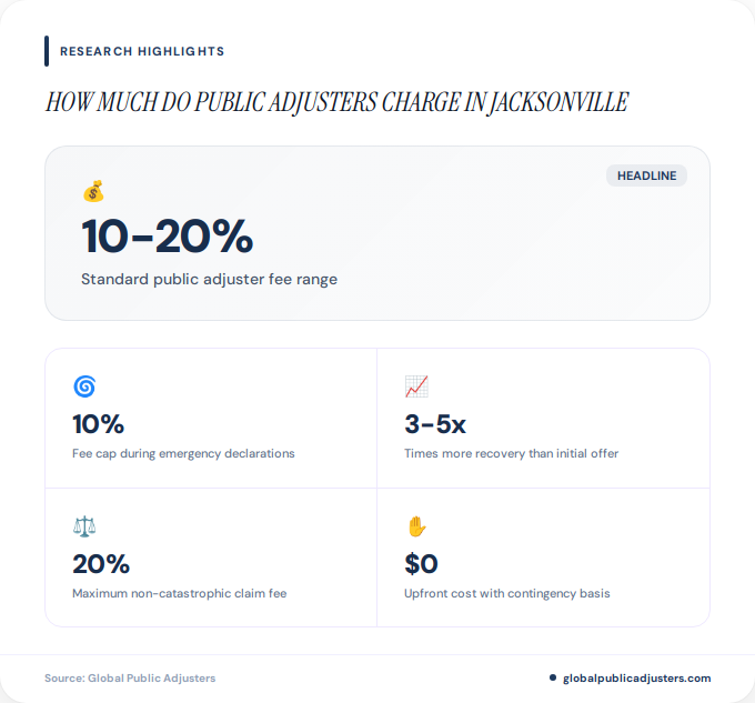 Key facts about how much do public adjusters charge in Jacksonville