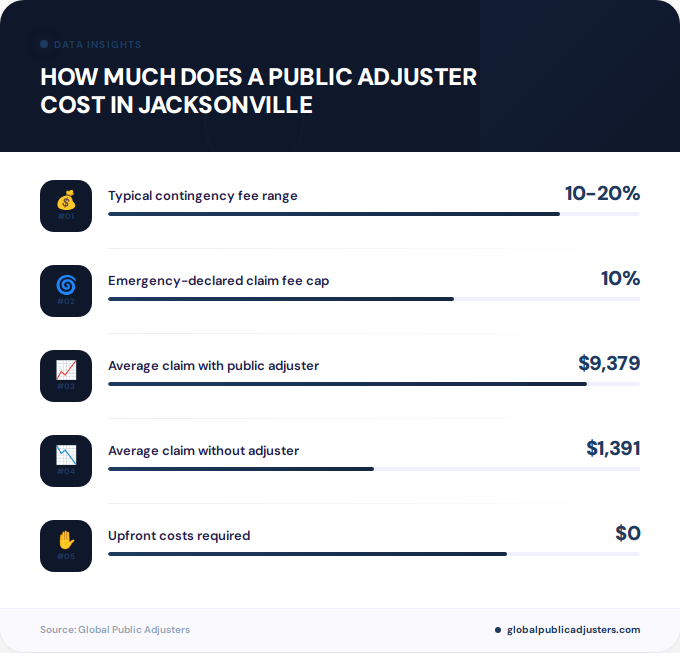 Key facts about how much does a public adjuster cost in Jacksonville