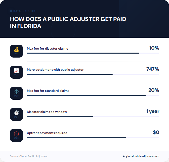 Key facts about how does a public adjuster get paid in Florida
