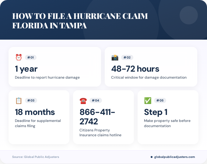 Key facts about how to file a hurricane claim florida in Tampa