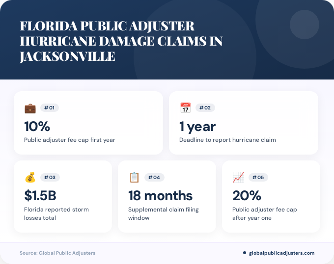 Key facts about florida public adjuster hurricane damage claims in Jacksonville