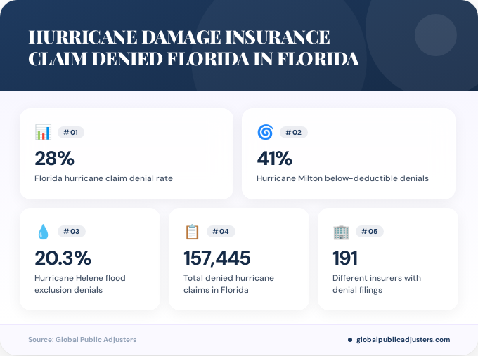 Key facts about hurricane damage insurance claim denied florida in Florida